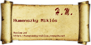 Humenszky Miklós névjegykártya