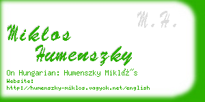 miklos humenszky business card